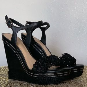 Gianni Bini Floral Leather Wedge